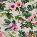 1225 Vintage Watercolor Botanicals: A vintage and botanical-inspired background featuring vintage watercolor illustrations of fl