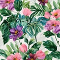 1225 Vintage Watercolor Botanicals: A vintage and botanical-inspired background featuring vintage watercolor illustrations of fl