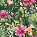 1225 Vintage Watercolor Botanicals: A vintage and botanical-inspired background featuring vintage watercolor illustrations of fl