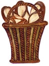 Vintage watercolor concept for a bakery or cafe set of baking in watercolor style baguette, pretzels in basket