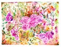 Hand painted Watercolor florals painting. Digital print of Original painting. Vintage looking artwork.