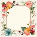 Vintage Watercolor Flower Frame Vector Illustration Royalty Free Stock Photo