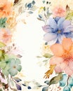 Vintage Watercolor Flowers Frame on Old Paper Background AI Generated Royalty Free Stock Photo