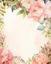Vintage Watercolor Flowers Frame on Old Paper Background AI Generated Royalty Free Stock Photo