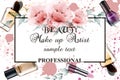 Vintage watercolor make up professional background Vector illustrations