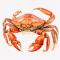 Vintage Watercolor Orange Crab Illustration By Jill Scott