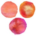 Vintage watercolor painted circle backgrounds. Watercolor vector stains `Summer Sunset Set Royalty Free Stock Photo