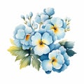 Vintage Watercolor Painting Of Blue Pansy Flowers Royalty Free Stock Photo
