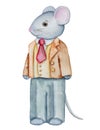 Cute Watercolor mouse father Royalty Free Stock Photo