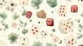 Vintage Watercolor Style Seamless Pattern with Casino Elements AI Generated Royalty Free Stock Photo