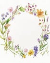 Vintage watercolor wild flower frame Royalty Free Stock Photo