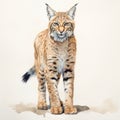 Vintage Watercolored Bobcat Full Body Illustration