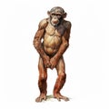 Vintage Watercolored Bonobo Single Figure Full Body Illustration