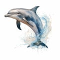 Vintage Watercolored Dolphin With Energetic Splash On White Background Royalty Free Stock Photo