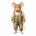 Vintage Watercolored Mouse: The Jolly Mr. Rat Digital Art