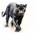 Vintage Watercolored Panther Art In The Style Of Artgerm