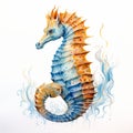 Vintage Watercolored Seahorse Illustration - Full Body Single Figur