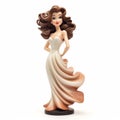 Vintage Waves Hairstyle Cartoon Female Figurine On White Background Royalty Free Stock Photo