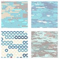 Vintage Wavy Textile Pattern Set Abstract Vector Old-Fashioned Motif