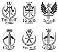 Vintage Weapon Emblems set. Vintage vector design elements collection. Retro style label, heraldry.