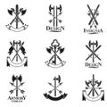 Vintage Weapon Emblems set. Vintage vector design elements collection. Retro style label, heraldry.