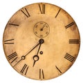 Vintage weathered clock face isolated on white Royalty Free Stock Photo