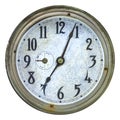 Vintage weathered clock face isolated on white Royalty Free Stock Photo