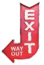 Vintage weathered outdoor red metal exit / way out sign isolated on white Royalty Free Stock Photo