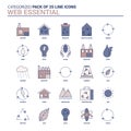 Vintage Web Essential Icon set - 25 Flat Line icon set Royalty Free Stock Photo
