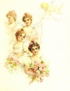 Vintage wedding bridesmaids illustration