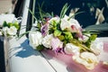 Vintage Wedding Car Decorated with Flowers Royalty Free Stock Photo