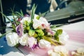 Vintage Wedding Car Decorated with Flowers Royalty Free Stock Photo