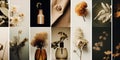 Vintage wedding collage set art arrangement bouquet perfume nature bottle flower copy romantic space