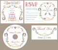 Vintage wedding design template set,colored Royalty Free Stock Photo