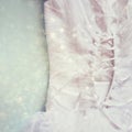 Vintage wedding dress corset background with glitter overlay. wedding concept. filtered image Royalty Free Stock Photo