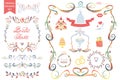 Vintage wedding Floral doodle Decor,icons set Royalty Free Stock Photo