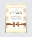 Vintage Wedding Invitation with Bow and Ribbon Template Vector I