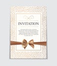 Vintage Wedding Invitation with Bow and Ribbon Template Vector I