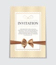 Vintage Wedding Invitation with Bow and Ribbon Template Vector I