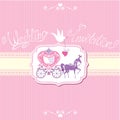 Vintage wedding invitation with retro horse