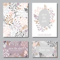 Set of vintage wedding invitation cards. Royalty Free Stock Photo