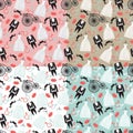 Vintage wedding seamless pattern set.Clothers,retro bycicle Royalty Free Stock Photo