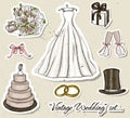 Vintage wedding set. Royalty Free Stock Photo