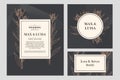 Vintage Wedding Set With Botanical. Wedding Invitation, Save The Date, Reception Card. Wedding Concept. Floral Poster