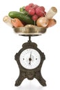 Vintage weight scale with vegetables