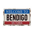 Vintage welcome to Bendigo Victoria Australia tin rusty web sign Royalty Free Stock Photo