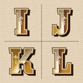 Vintage western alphabet letters font design vector illustration