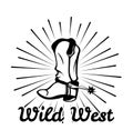 Vintage Western Cowboy Boot. Wild West Label. Vector
