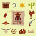 Vintage western cowboys vector signs american symbols Royalty Free Stock Photo