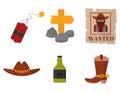 Vintage western cowboys vector signs american symbols Royalty Free Stock Photo